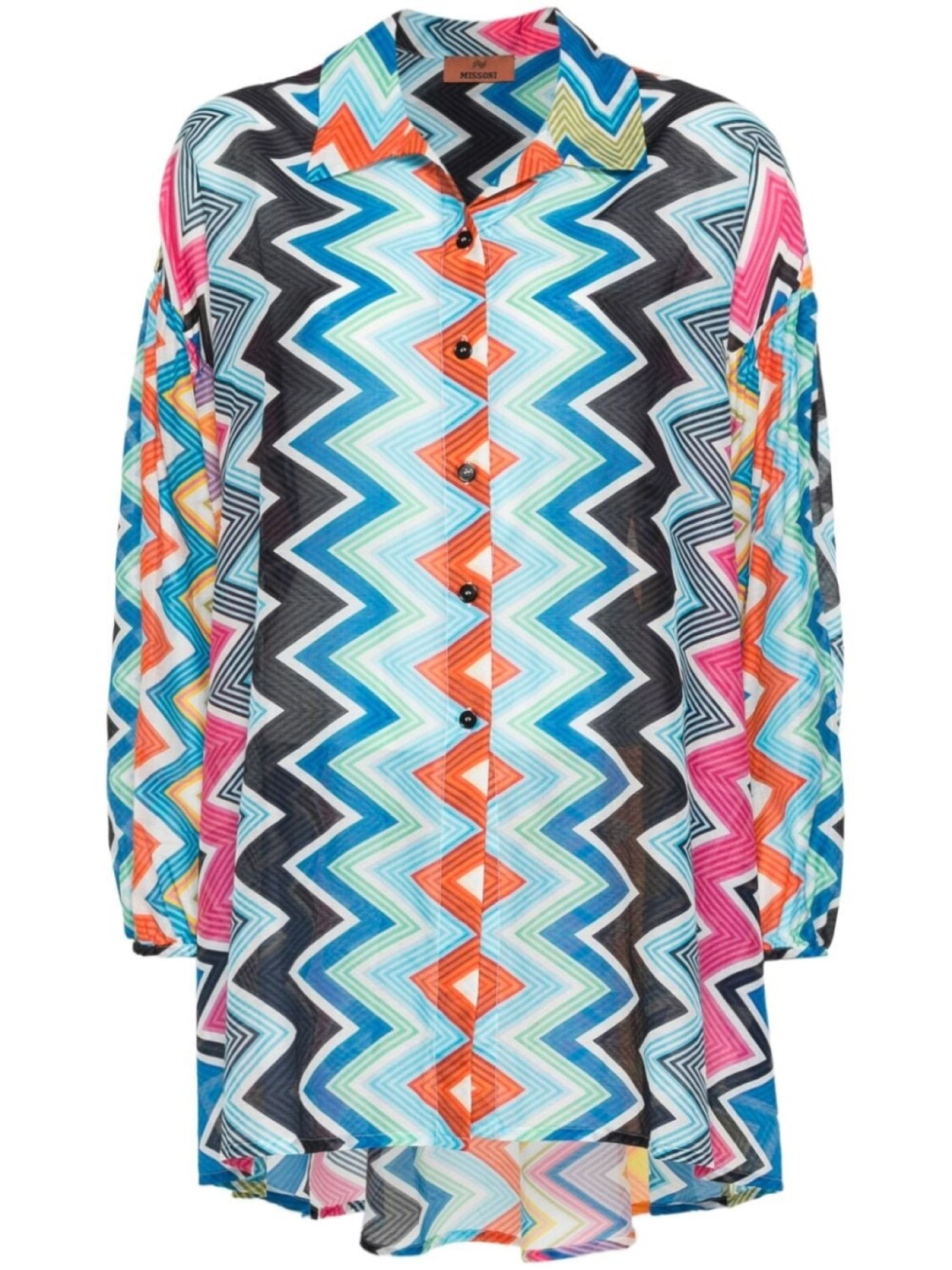 

Рубашка с объемными рукавами зигзаг Missoni, синяя