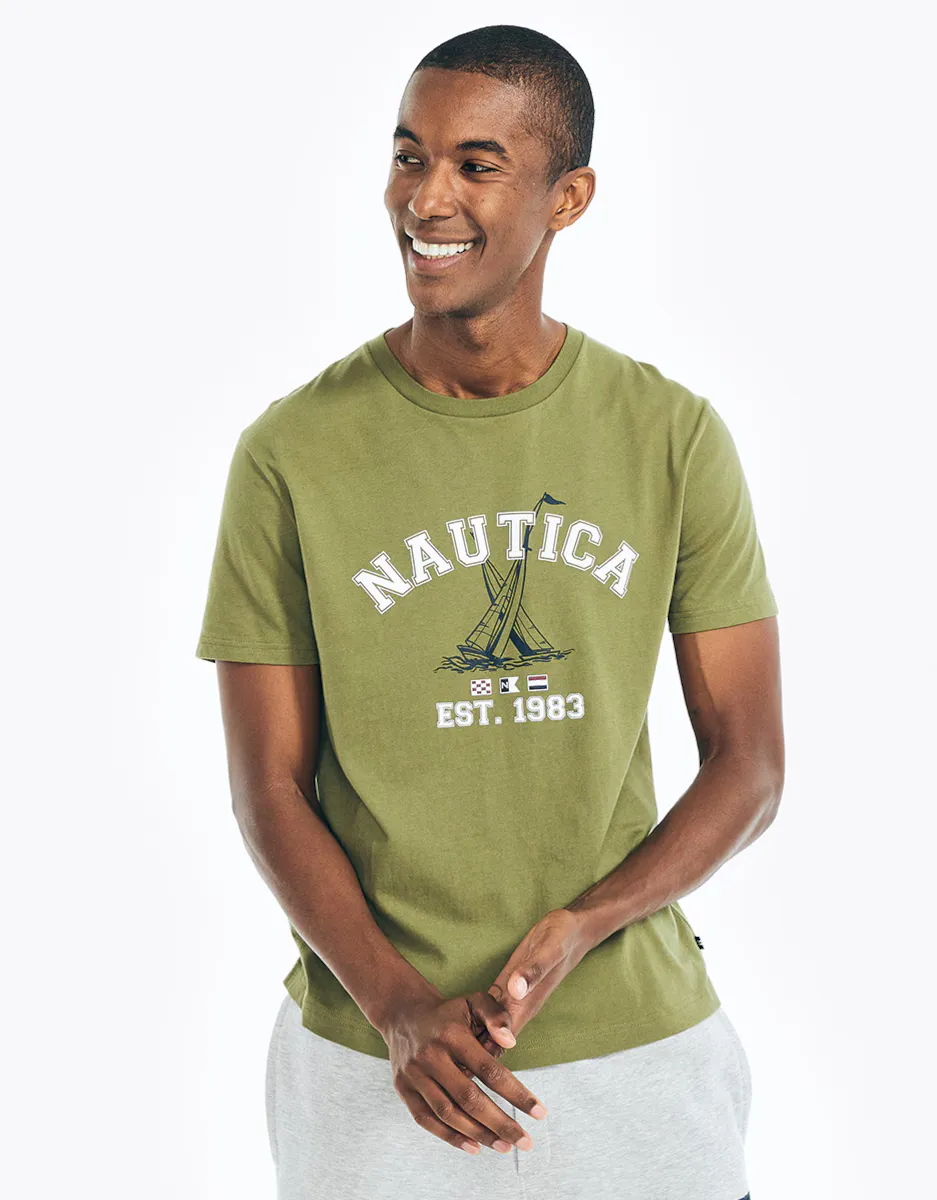 

Мужская футболка из хлопка с короткими рукавами Nautica, зеленый