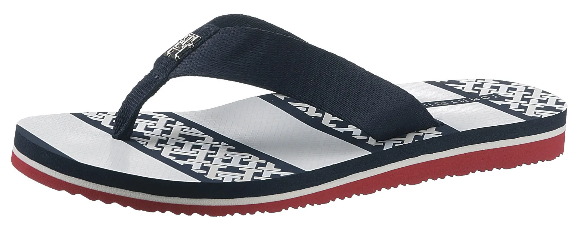 

Tommy Hilfiger "TH MONOGRAM ESSENTIAL SANDAL" разделитель пальцев ног со стелькой с принтом, цвет Blau-Weiß-Rot