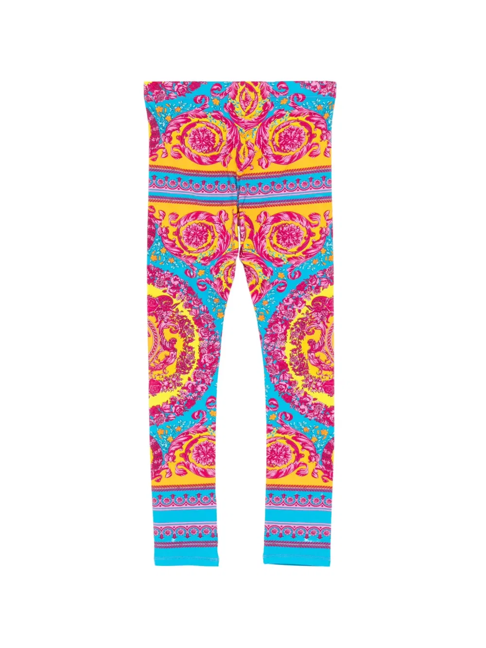 Леггинсы из хлопкового трикотажа с принтом Versace Kids, розовый — фото 2