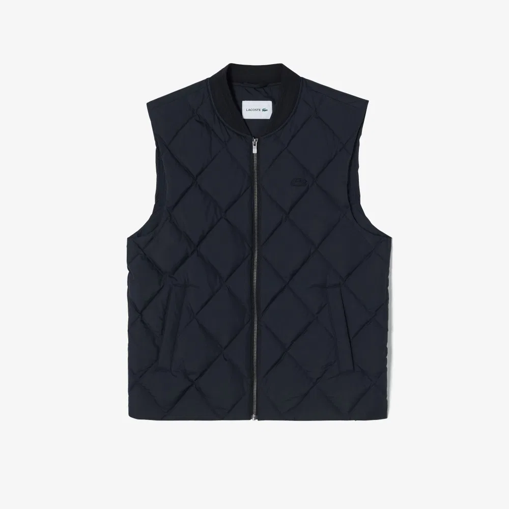 Мужской тёмно-синий стёганый пуховый жилет Lacoste — фото 4