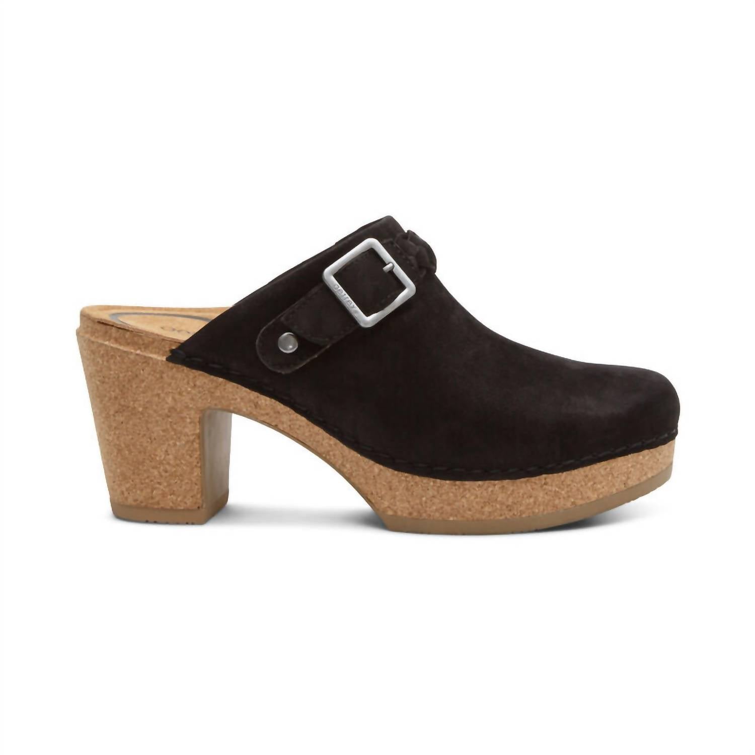 Женские туфли Corey Heeled Clog черного цвета Aetrex — фото 2