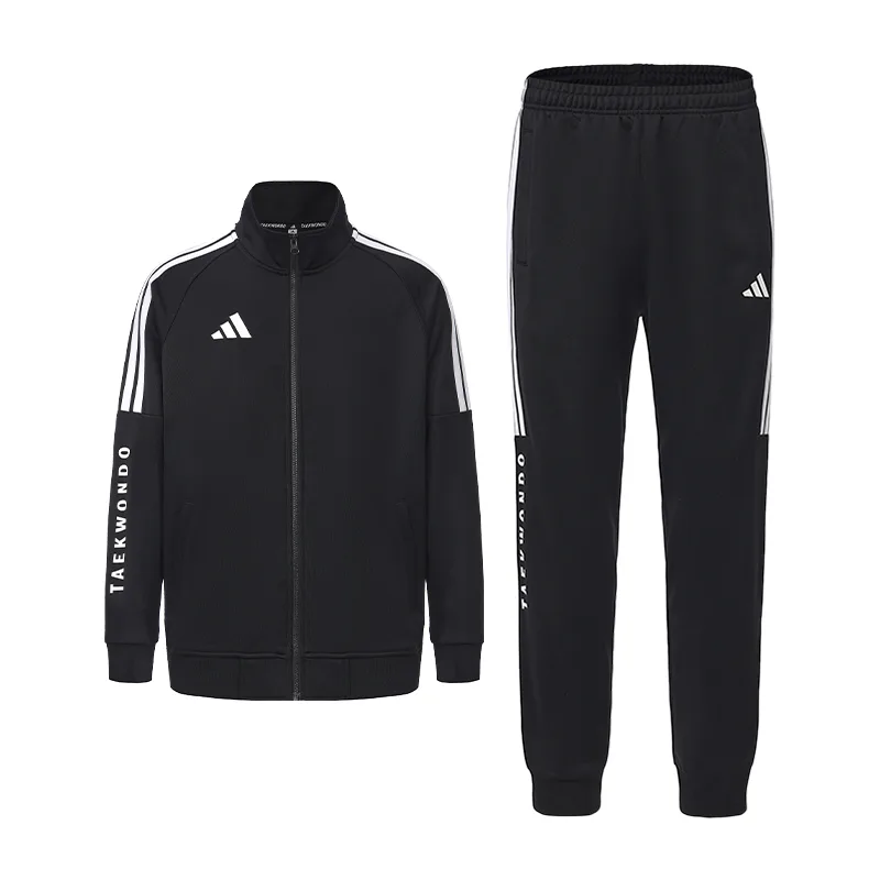 Повседневная спортивная одежда унисекс Adidas, Set (Black White Stand Collar Top+Black and White Flared Pants) — фото 3