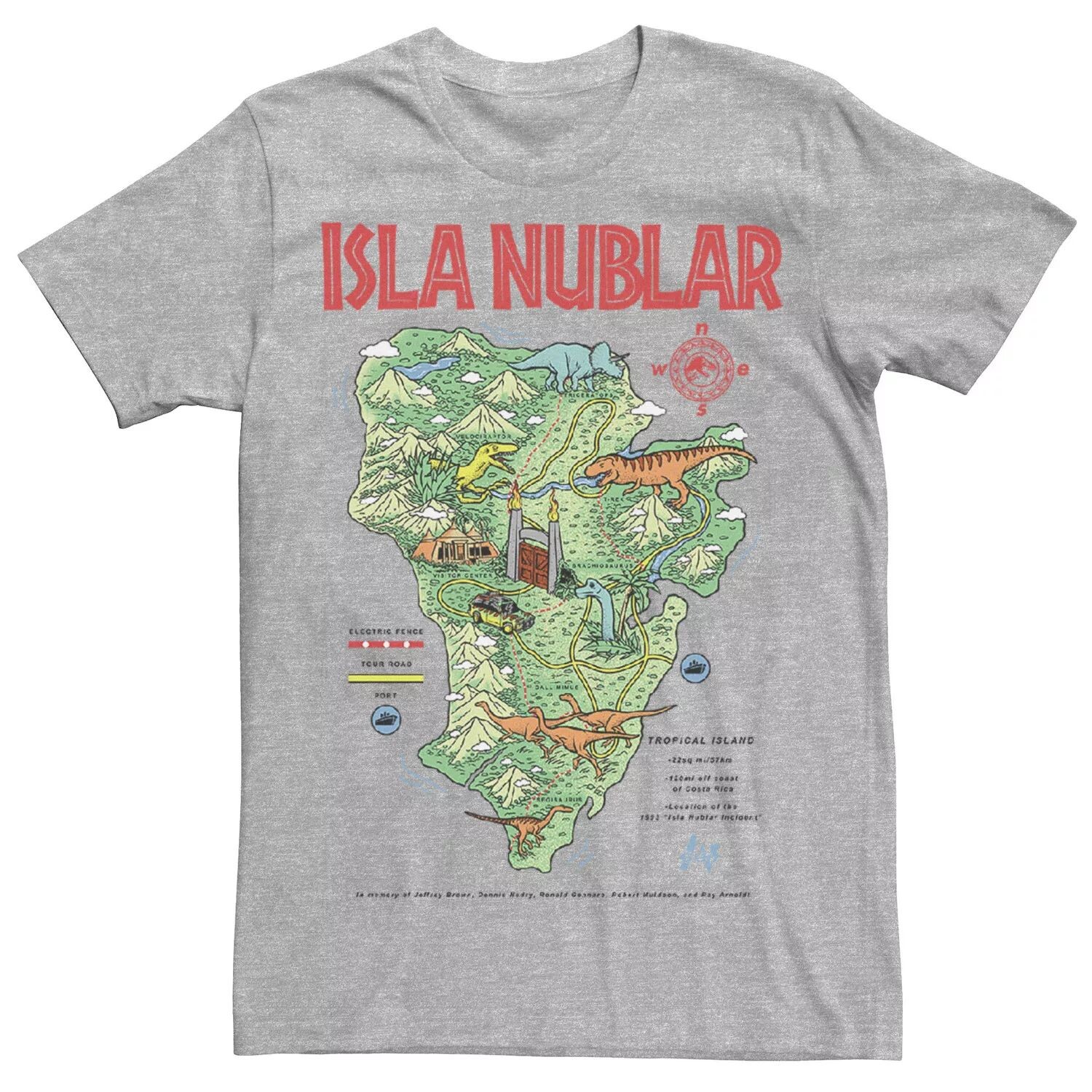 

Мужская футболка с картой «Парк Юрского периода» Islas Nublar Landmark Map Licensed Character