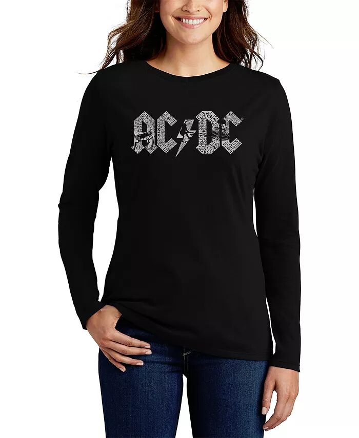 

Женская футболка с длинным рукавом Word Art ACDC LA Pop Art, черный
