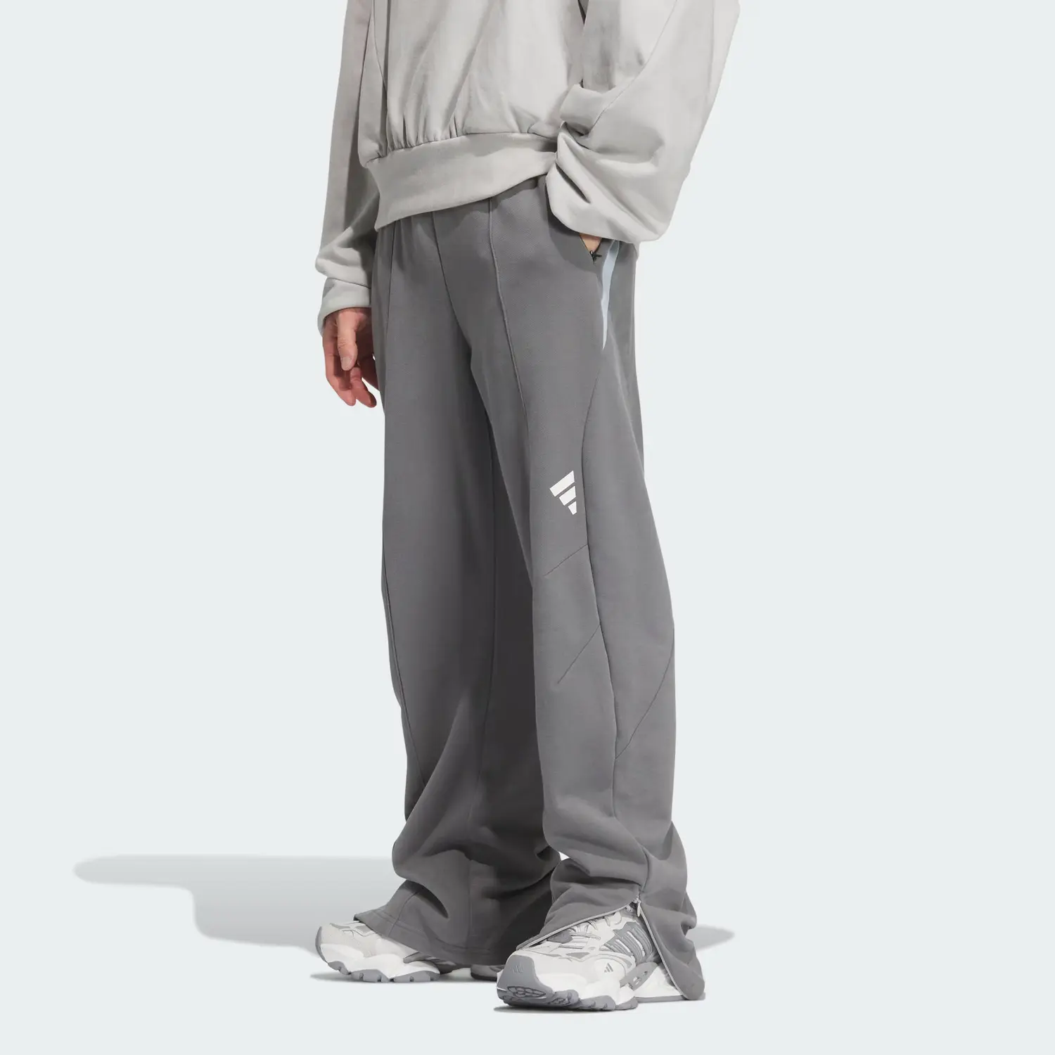 SS25 спортивные штаны вязаные мужские серые Adidas, серый — фото 3