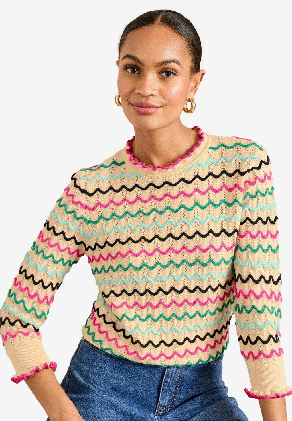 

Джемпер REGULAR FIT - CHEVRON STRIPE FRILL NECK Love & Roses, бежевый