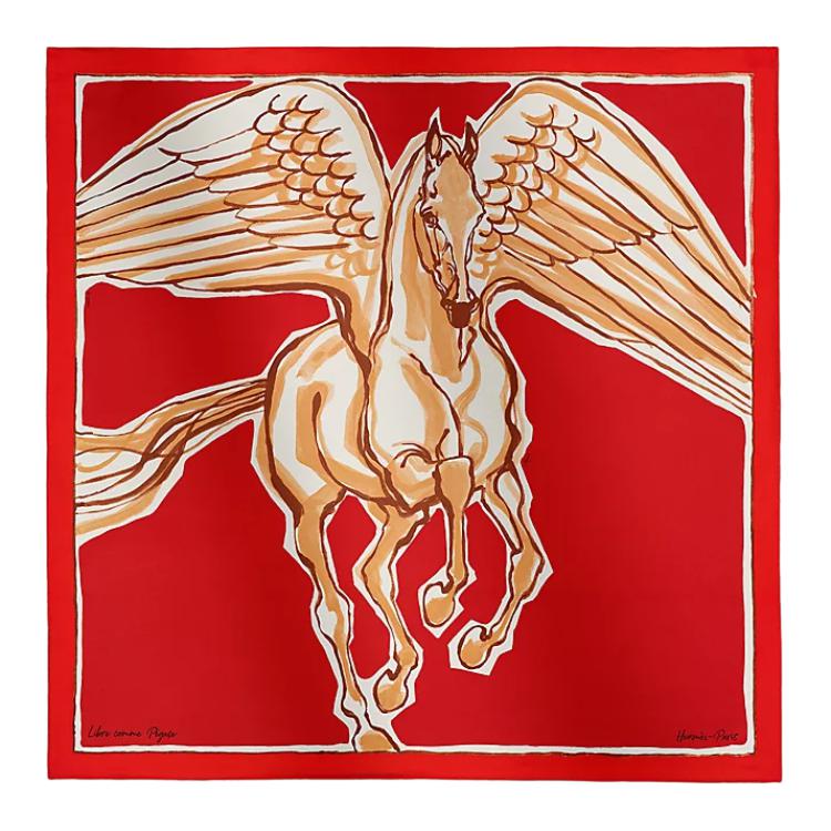 

HERMES Женский красный шёлковый шарф, Red