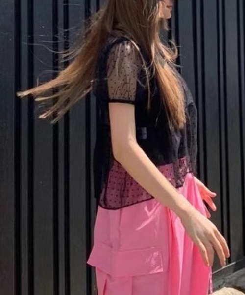 

Топ из тюля в горошек VIBGYOR, черный