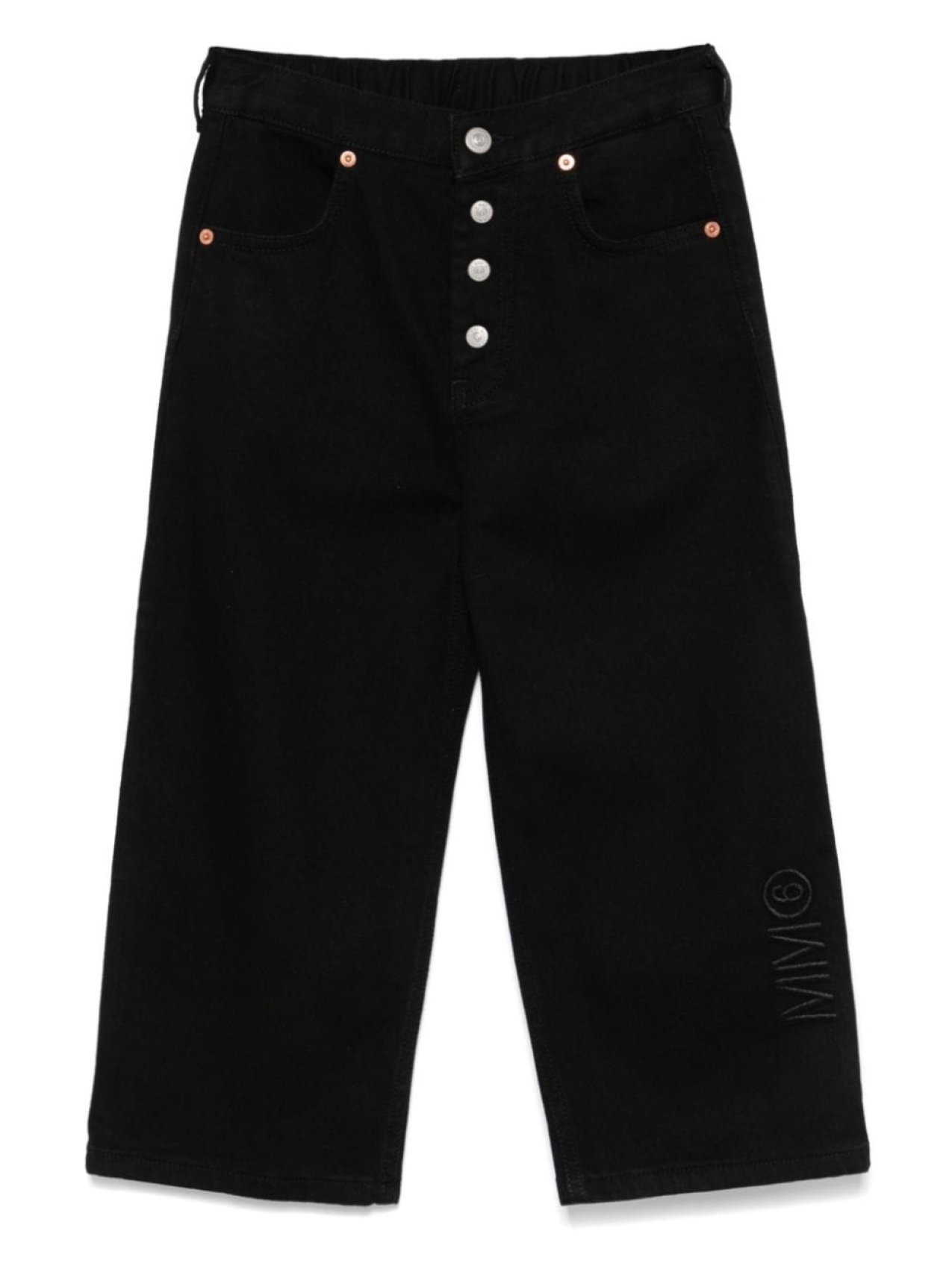 

MM6 Maison Margiela Kids джинсы с вышитым логотипом, черный