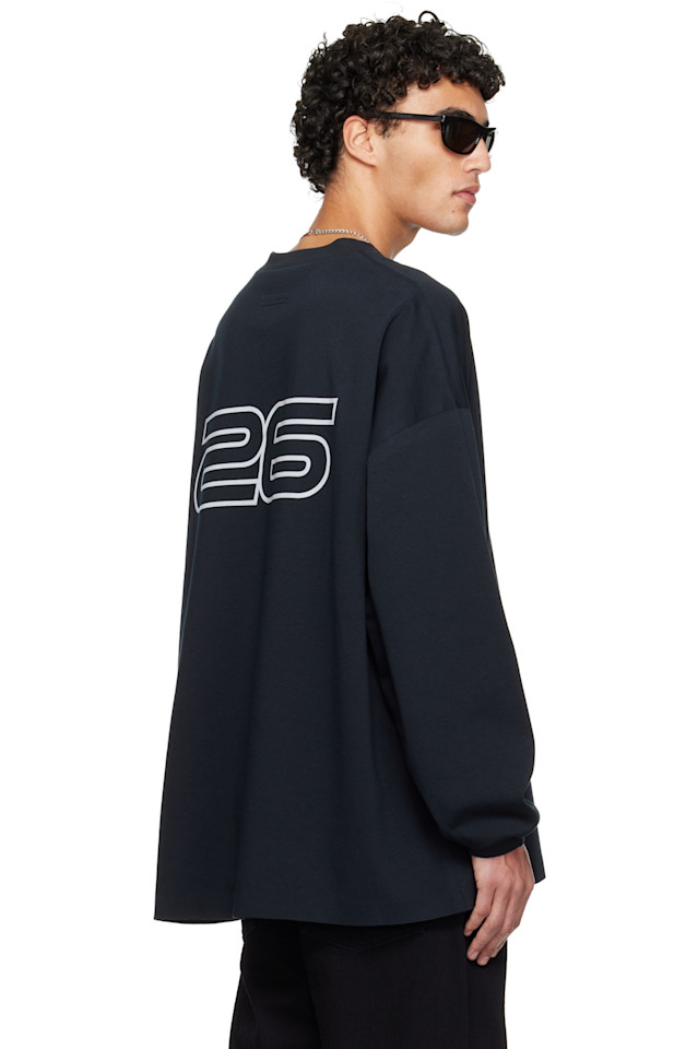 Fear Of God Essentials Черная праздничная футболка с длинным рукавом из трикотажа в стиле 90-х — фото 3