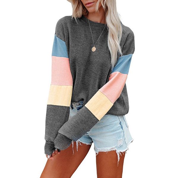 

Женский свитшот с длинным рукавом и цветными блоками, легкий и уютный Yesfashion, Grey, Серый, Женский свитшот с длинным рукавом и цветными блоками, легкий и уютный Yesfashion, Grey