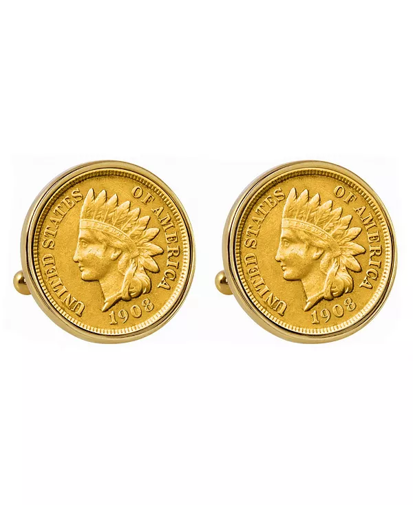 

Запонки в форме индийского пенни с золотым покрытием American Coin Treasures, gold