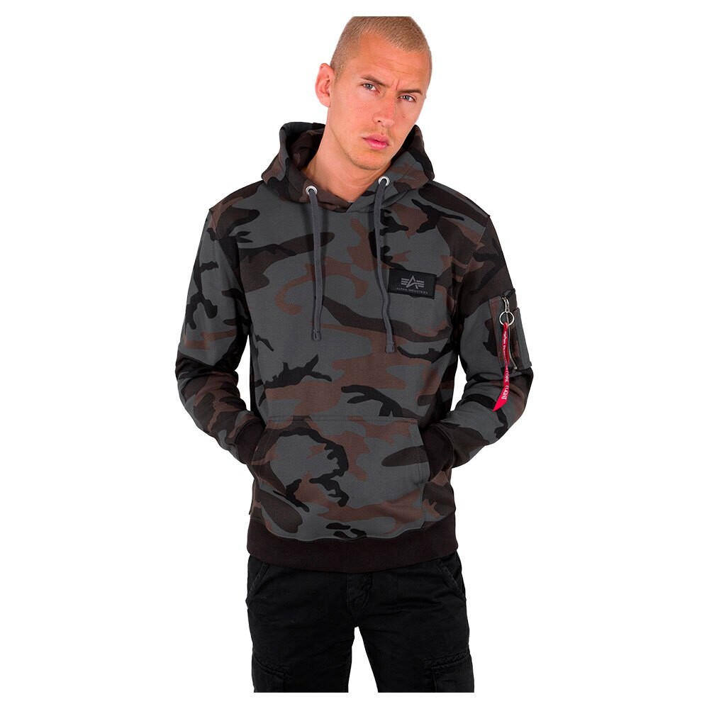 

Худи Alpha Industries Back Print Camo, серый