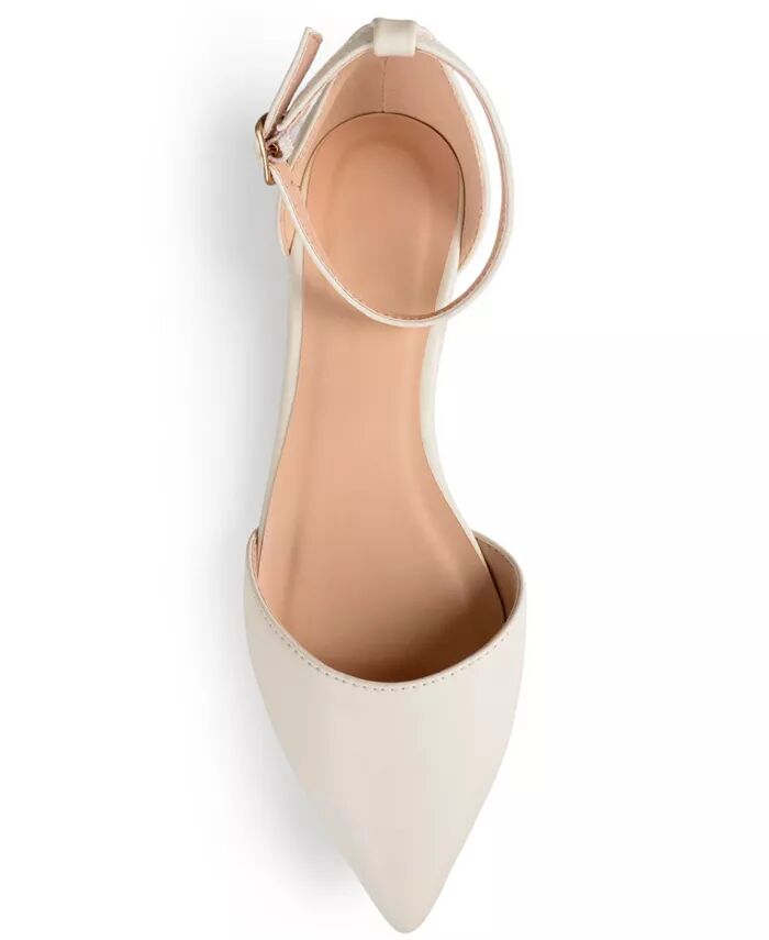 Женские туфли Reba Ankle Strap Pointed Toe Flats Journee Collection, коричневый/бежевый — фото 4