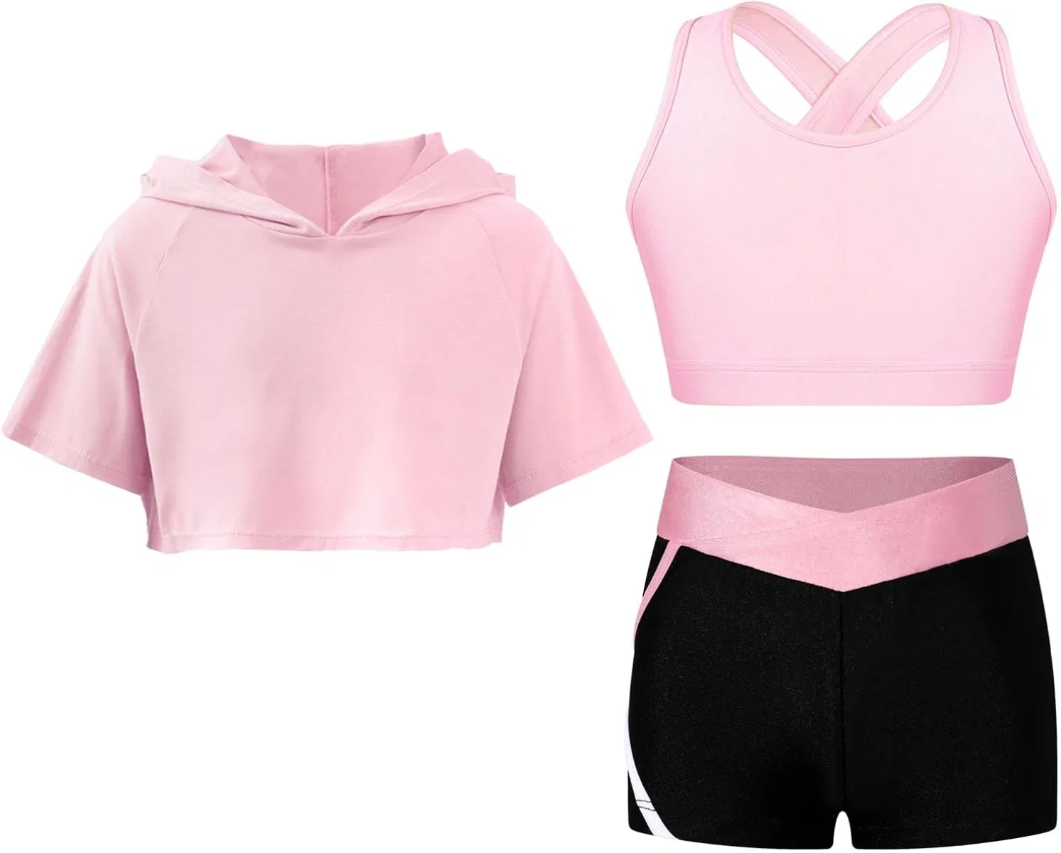 Детский спортивный костюм с капюшоном vastwit, топ и шорты, A Pink