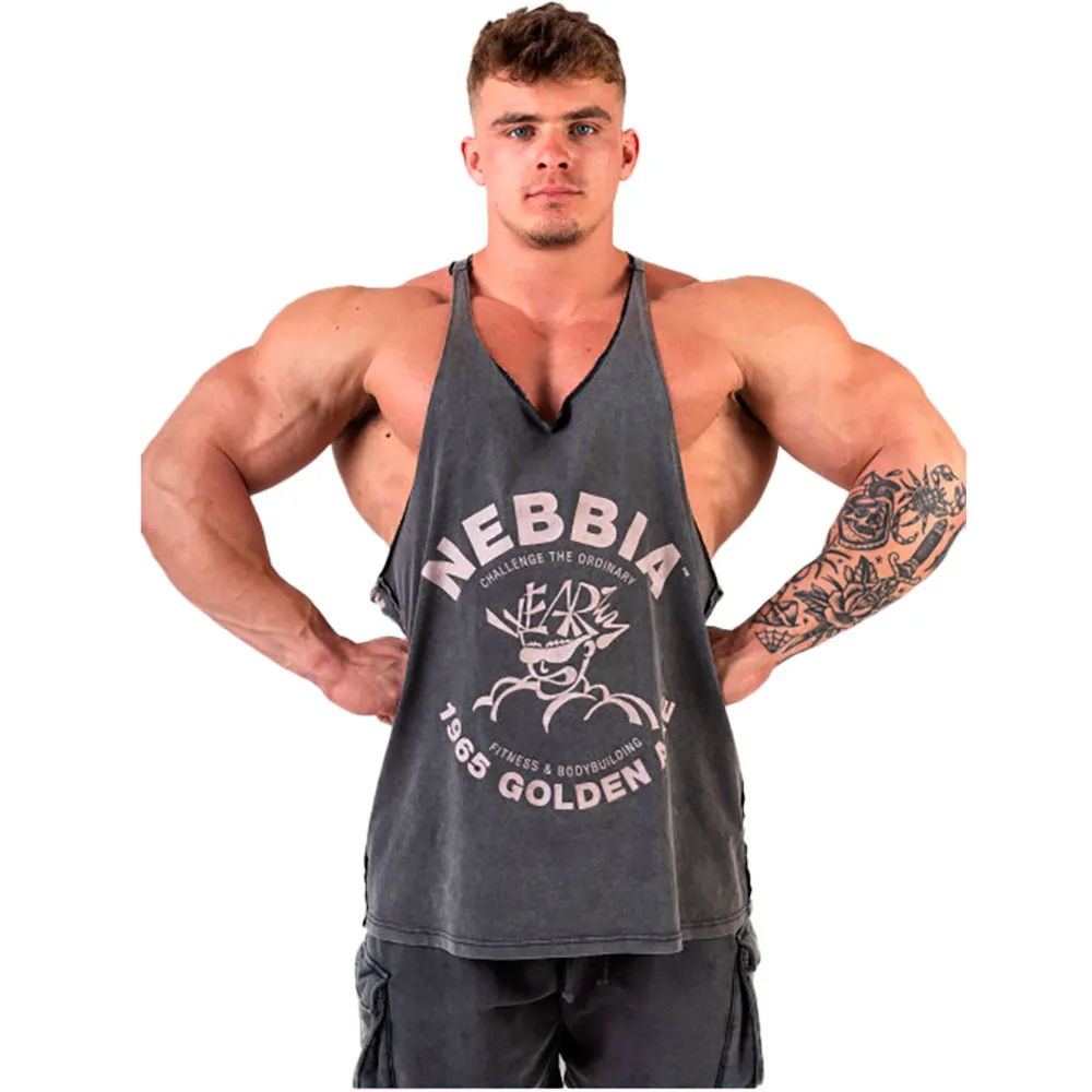 

Футболка без рукавов Nebbia Washed muscle back stringer golden age 791, серый