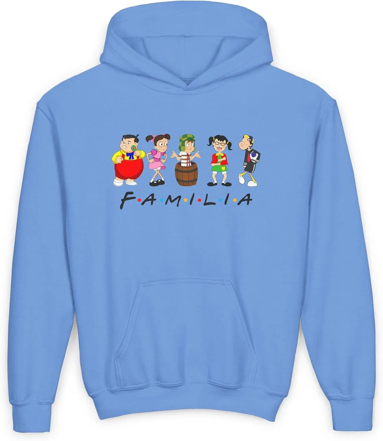 Толстовка с капюшоном Youth Heavy Blend Familia El Chavo del Ocho, El chavo del 8, El Chavo del 8 Gifts, Mexican Culture TV show GENERIC, синий