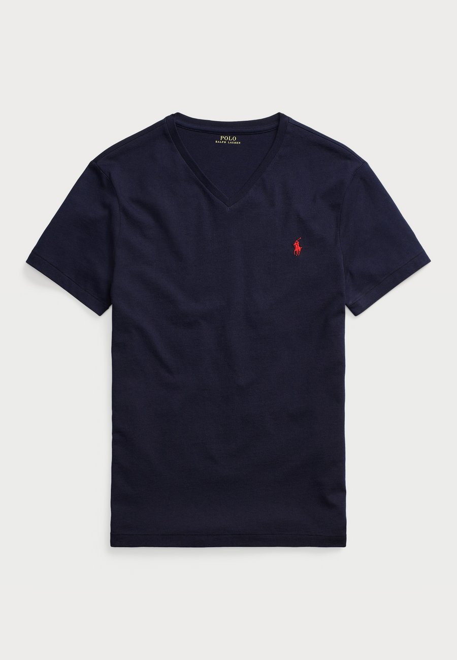 Футболка Polo Ralph Lauren CUSTOM SLIM FIT JERSEY V-NECK T-SHIRT, Ink/Dark Blue — фото 4