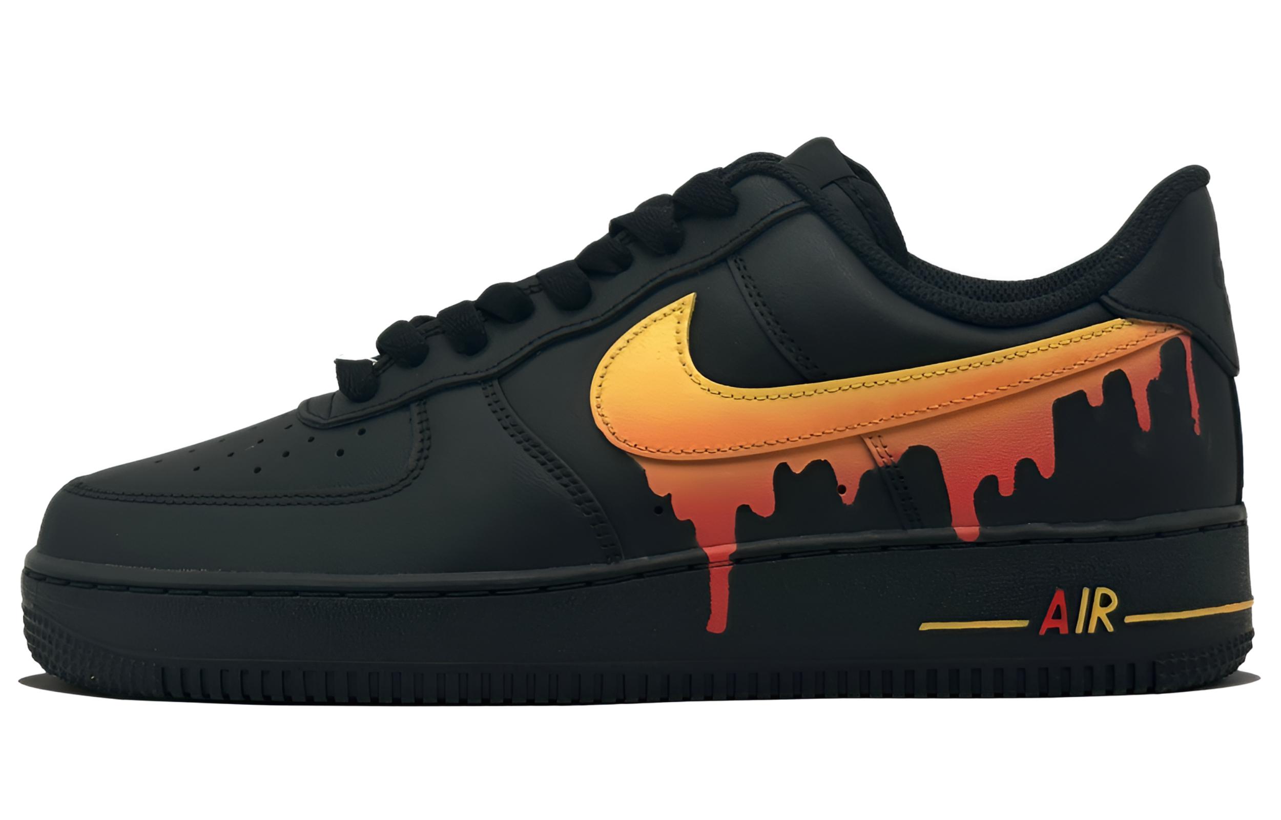 

Air Force 1 Ink Flame Gale устойчивые к истиранию низкие скейтбордские кроссовки Unisex Nike, черный