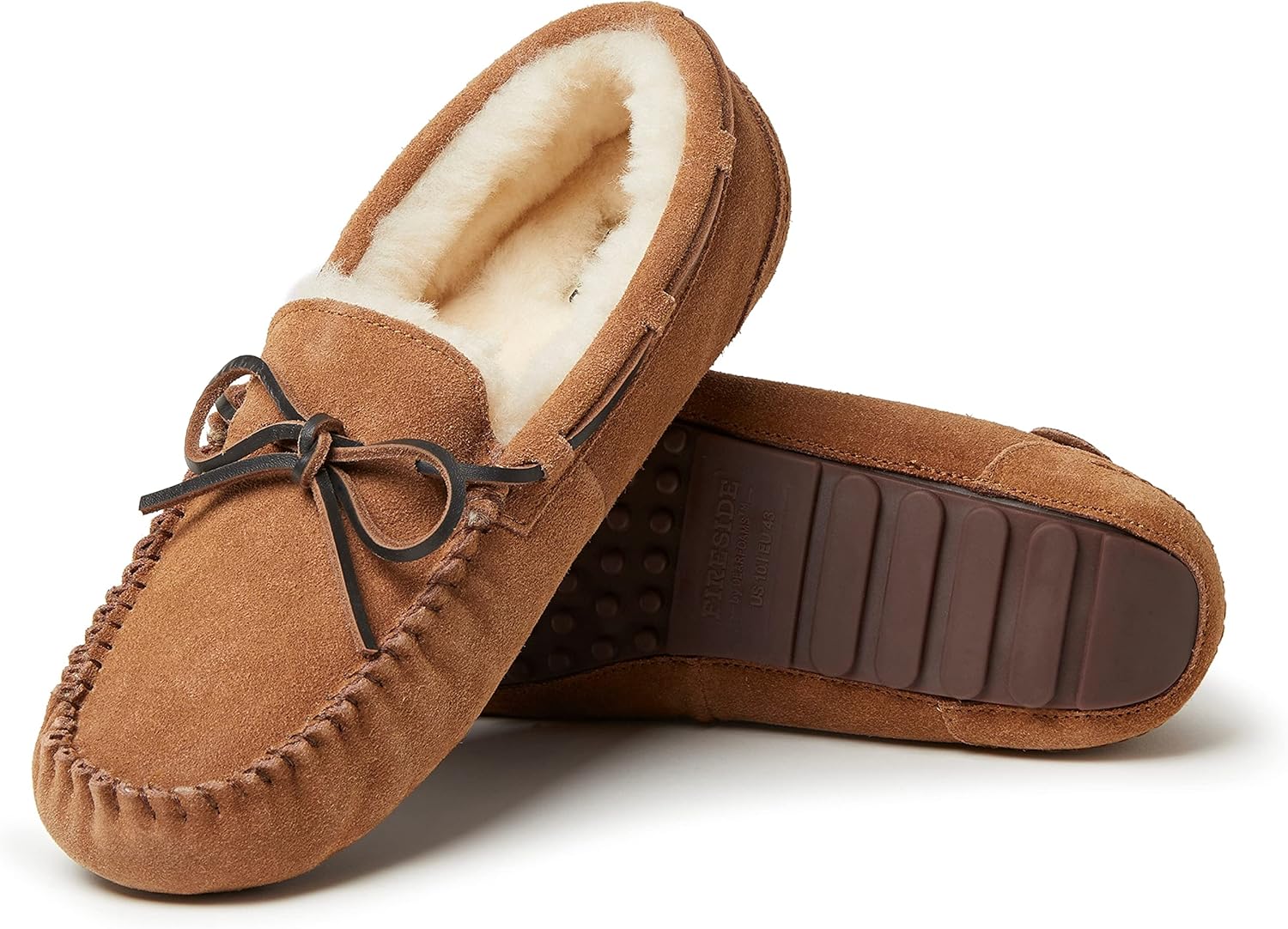 Домашние тапочки Fireside от Dearfoams для мужчин Victor из натуральной овчины, водоотталкивающие, для дома и улицы, с завязками, широкая полнота Fireside by Dearfoams — фото 3
