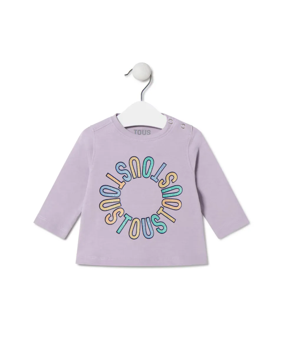 

Хлопковая футболка для девочки с разноцветным круглым логотипом Tous, цвет Lila