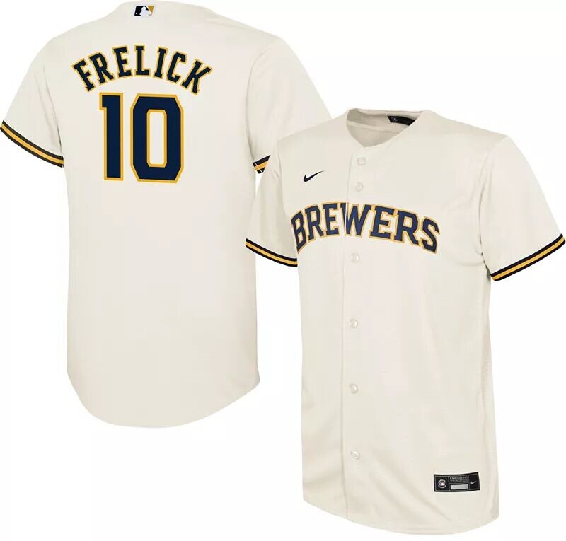 

Мужская белая майка Nike Milwaukee Brewers Sal Frelick #10 White Cool Base