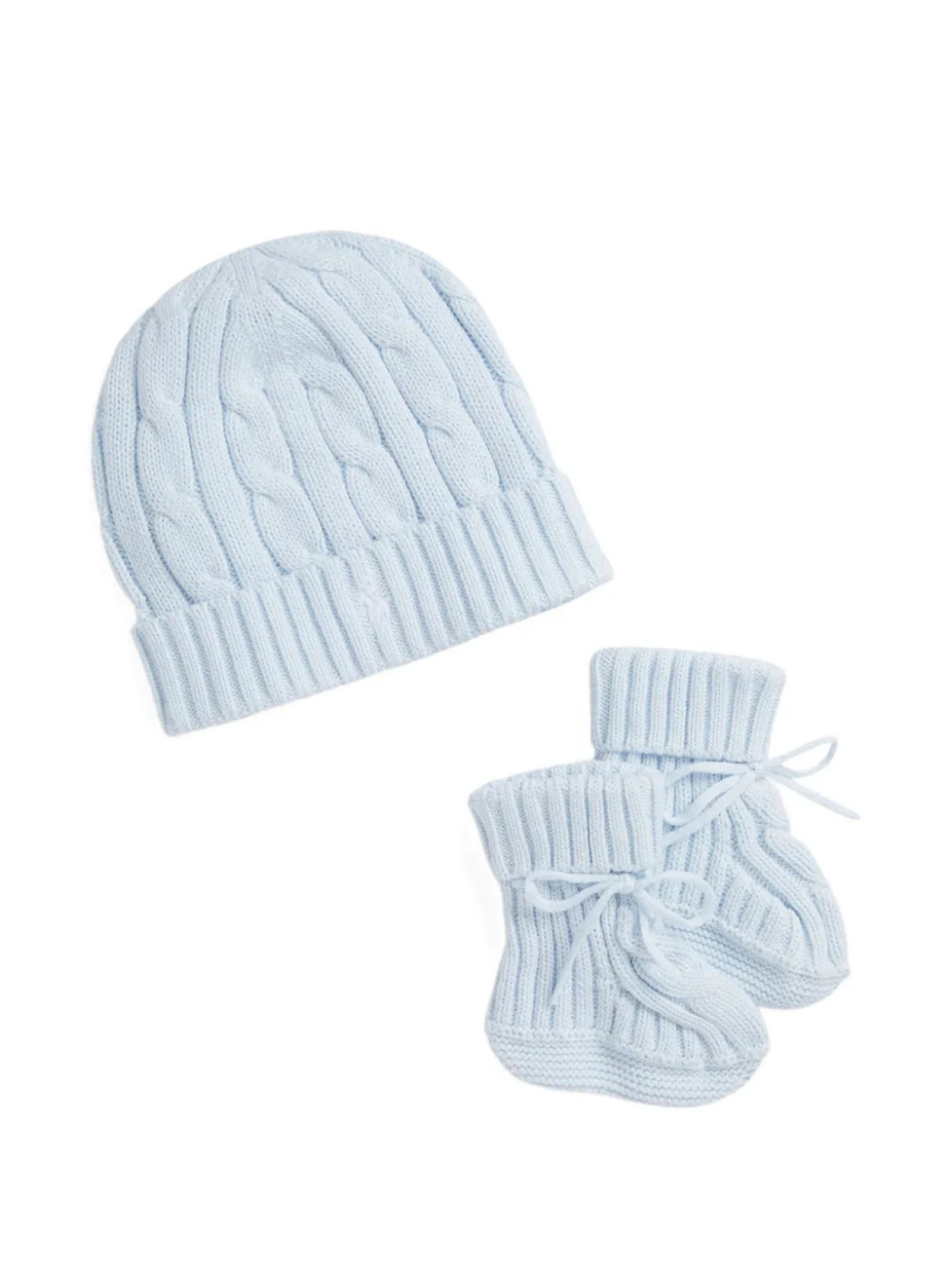 

POLO RALPH LAUREN KIDS комплект из шапки и пинеток фактурной вязки, синий