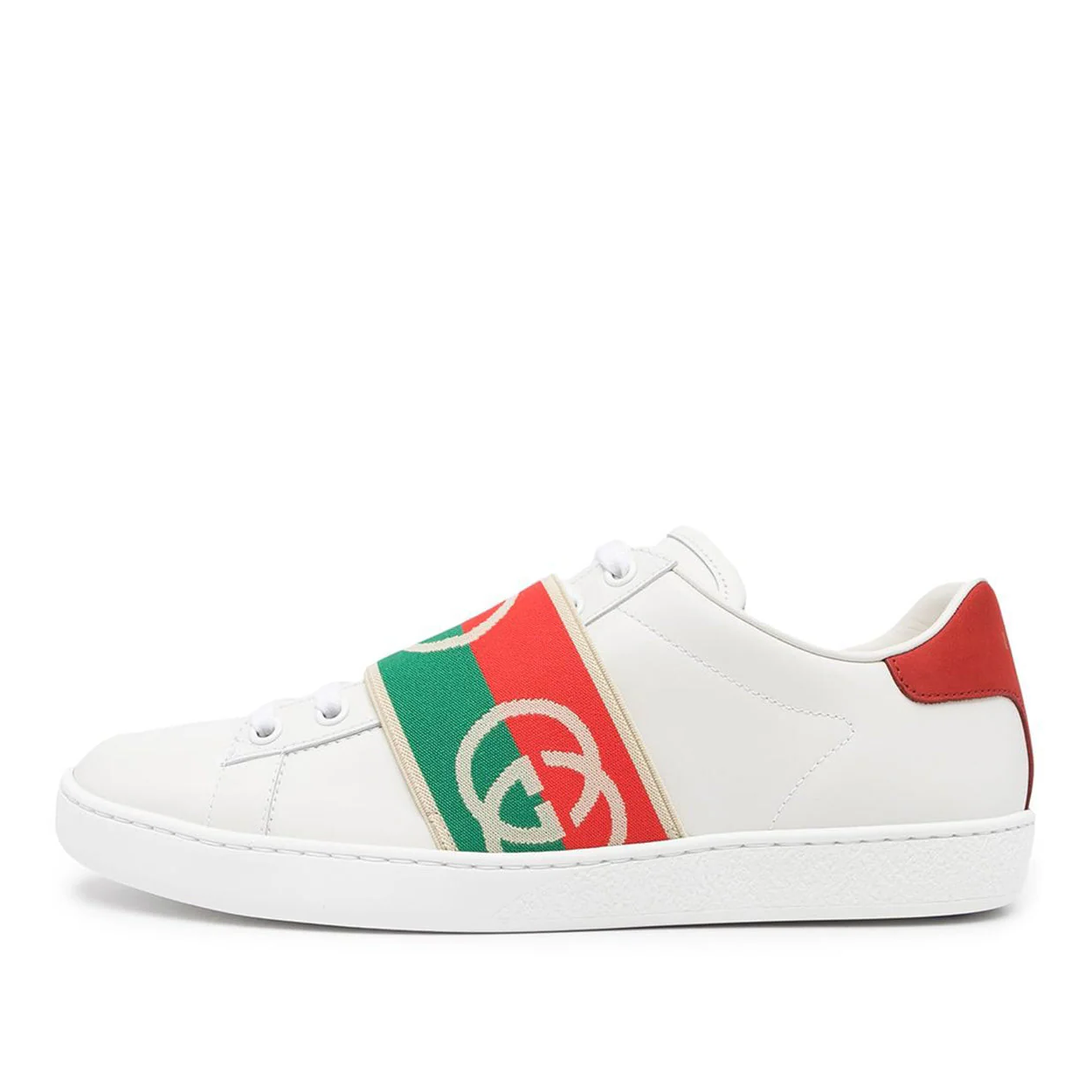 

GUCCI Кроссовки Ace Elastic Web 'Interlocking G White Red Green'