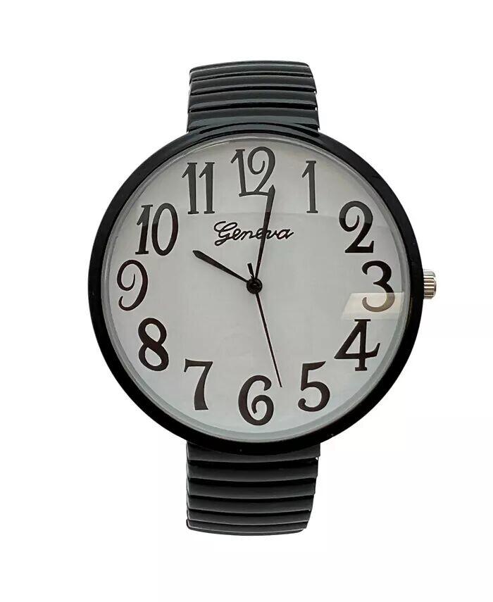 

Женские часы с эластичным ремешком и большим лицом, забавные цвета Olivia Pratt, черный