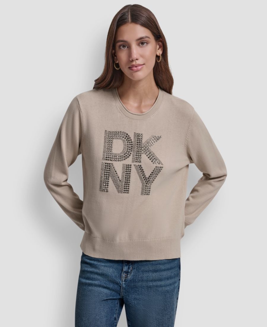 

Небольшой свитер с круглым вырезом и украшенным логотипом DKNY Jeans, Pebble