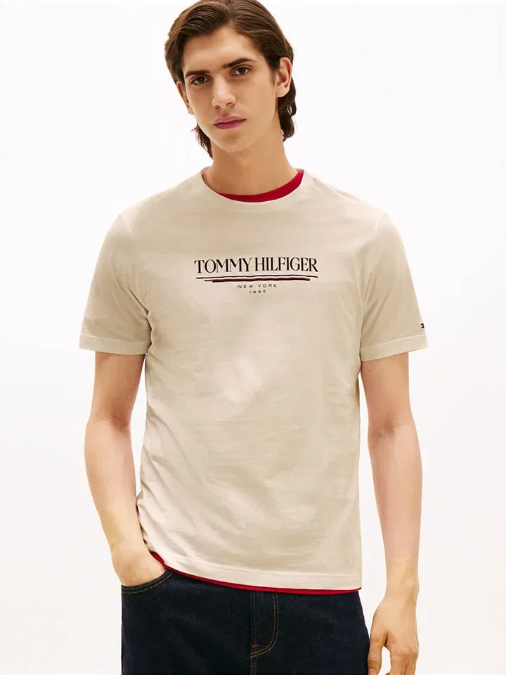 Футболка с принтом Tommy Hilfiger, кремовый