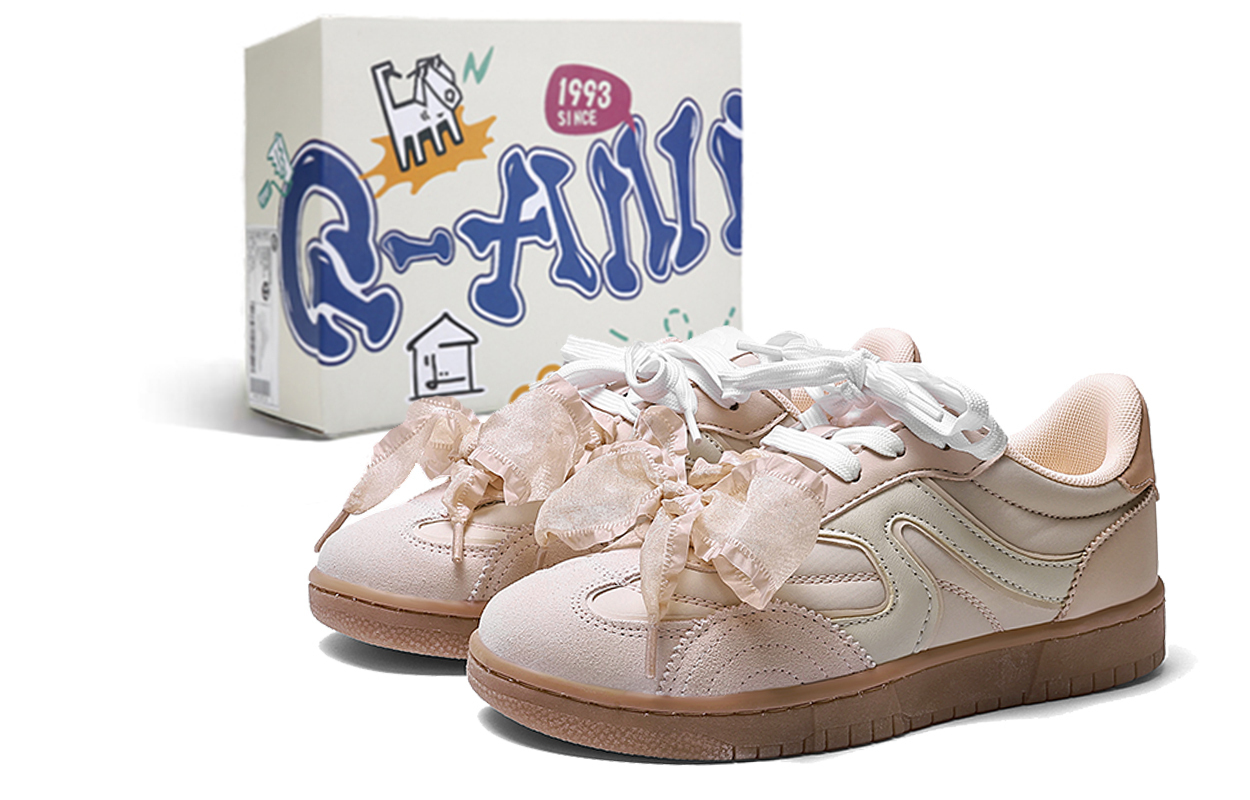 

Q-AND Кроссовки для скейтбординга с защитой от скольжения и амортизацией, устойчивые к истиранию, низкие, унисекс, энергичные розово-кремово-желтые (с декоративными шнурками)