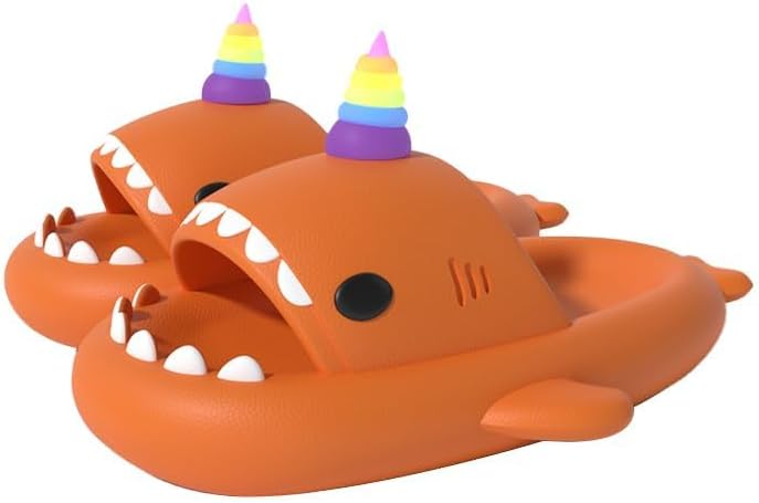 

Светящиеся тапочки в виде единорога и акулы, мягкие, экологичные тапочки из ЭВА в виде акулы для женщин и мужчин, для дома и улицы Generic, оранжевый