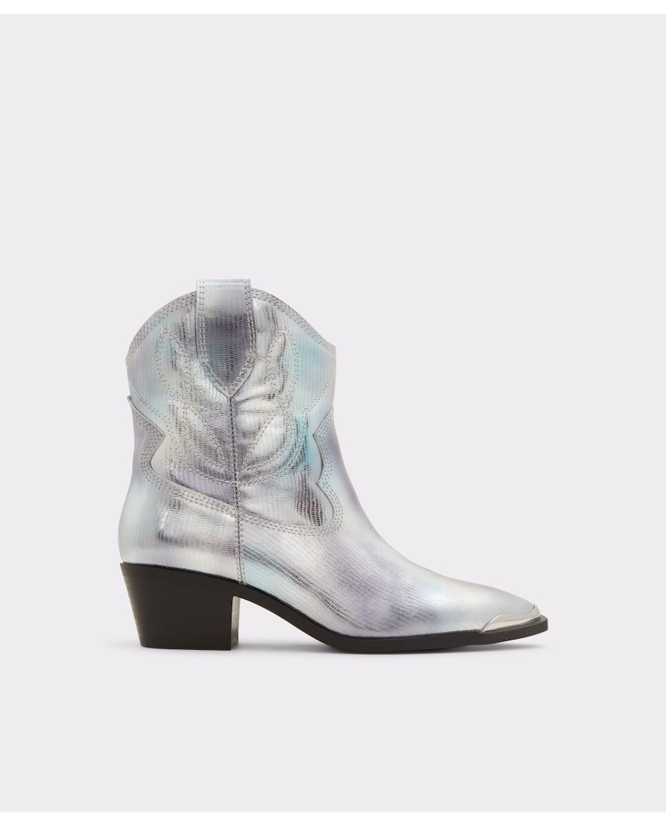 

Женские кожаные ботильоны с острым носком Aldo, серебро
