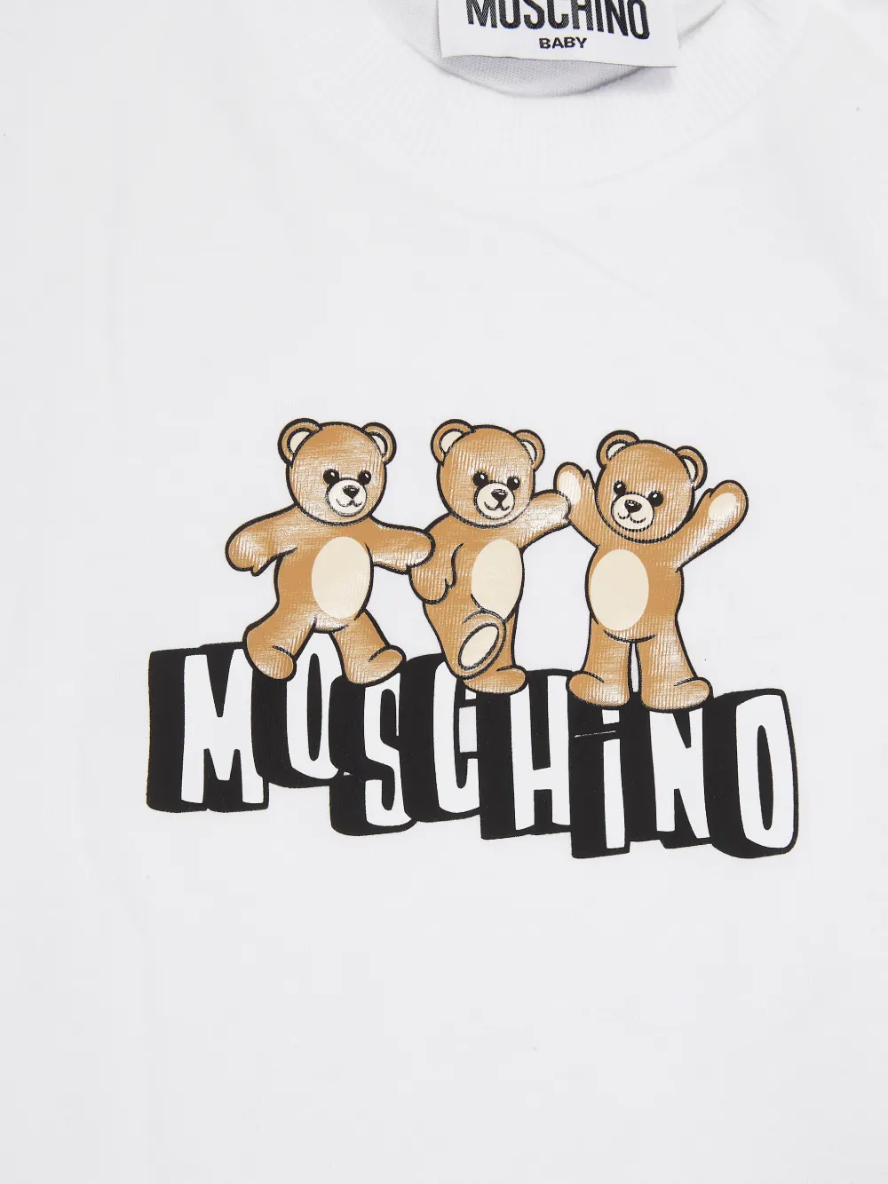 Комплект из футболки и шорт с мотивом мишки Moschino Kids, белый — фото 3