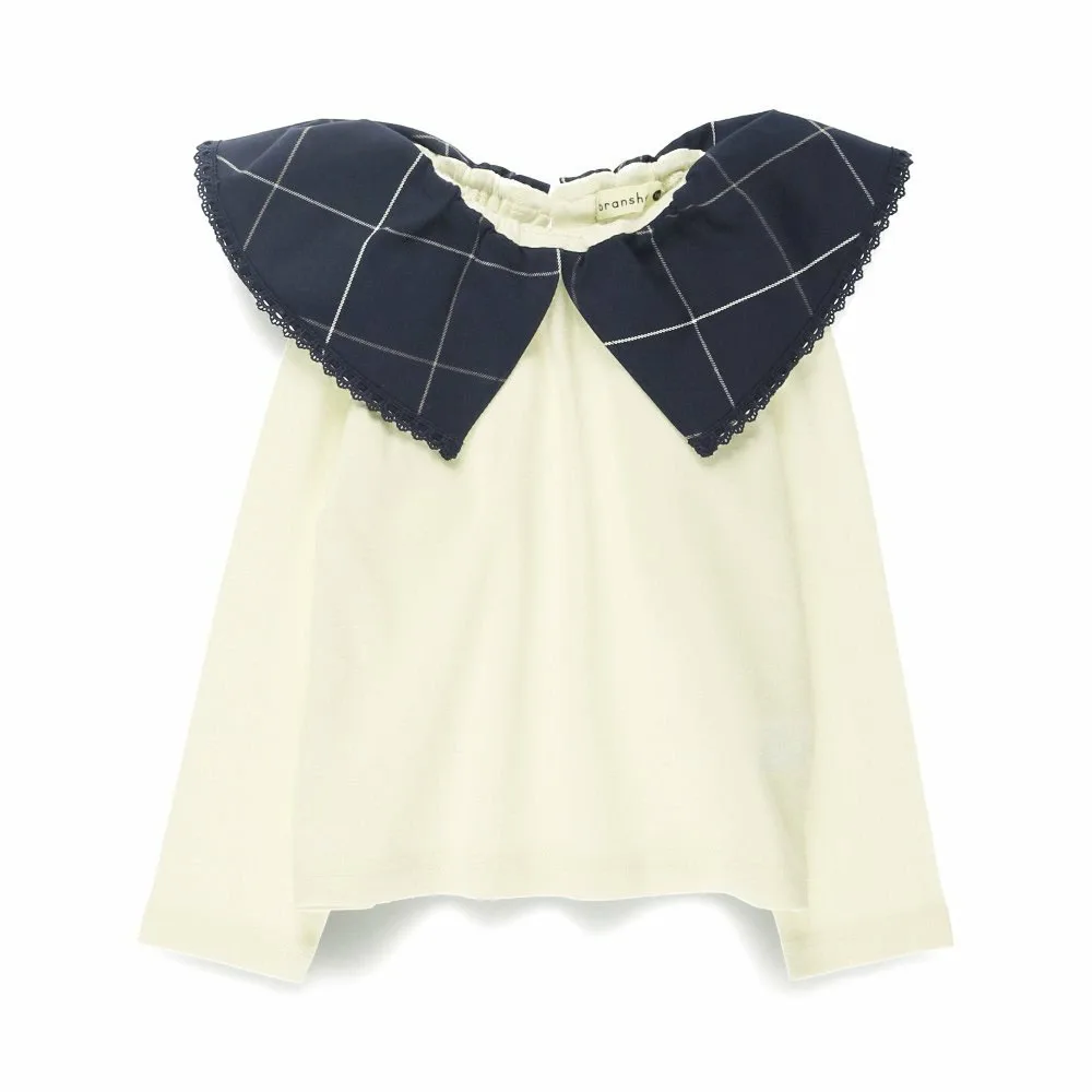 Клетчатая футболка с воротником и длинными рукавами Branshes, Navy blue