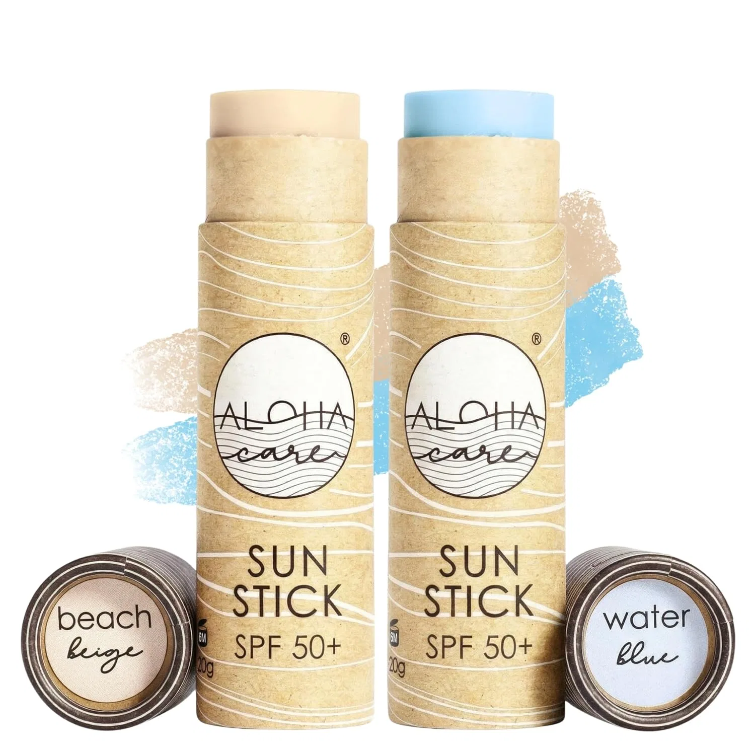 Минеральный солнцезащитный стик для лица «Sun Stick SPF 50+» от Aloha Sun Aloha Care, 2-Pack (Blue + Beige)