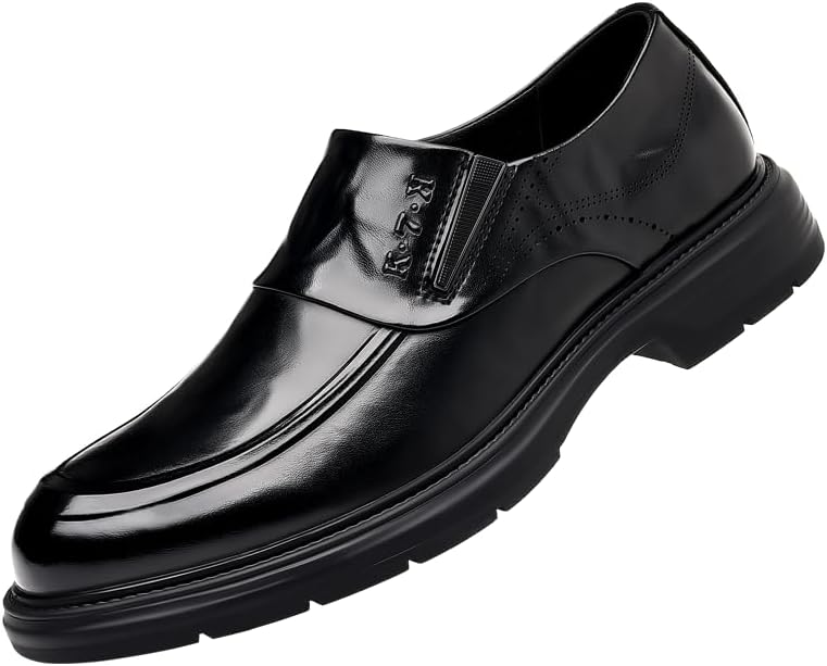 

Мужские рабочие туфли в британском стиле, роскошные лоферы из натуральной кожи на толстой подошве с закругленным носком и протектором Lhyxu, черный