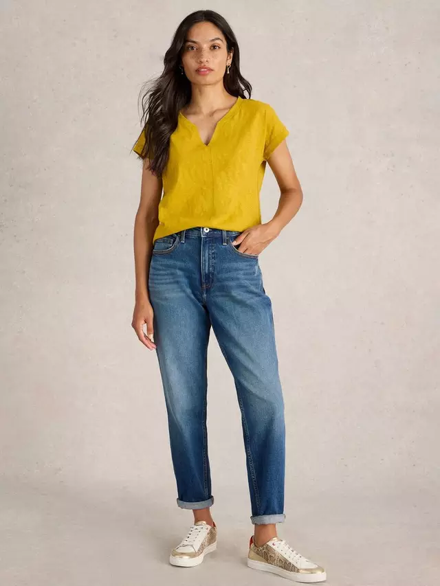 

Футболка White Stuff Nelly Organic Cotton Notch Neck, желтый