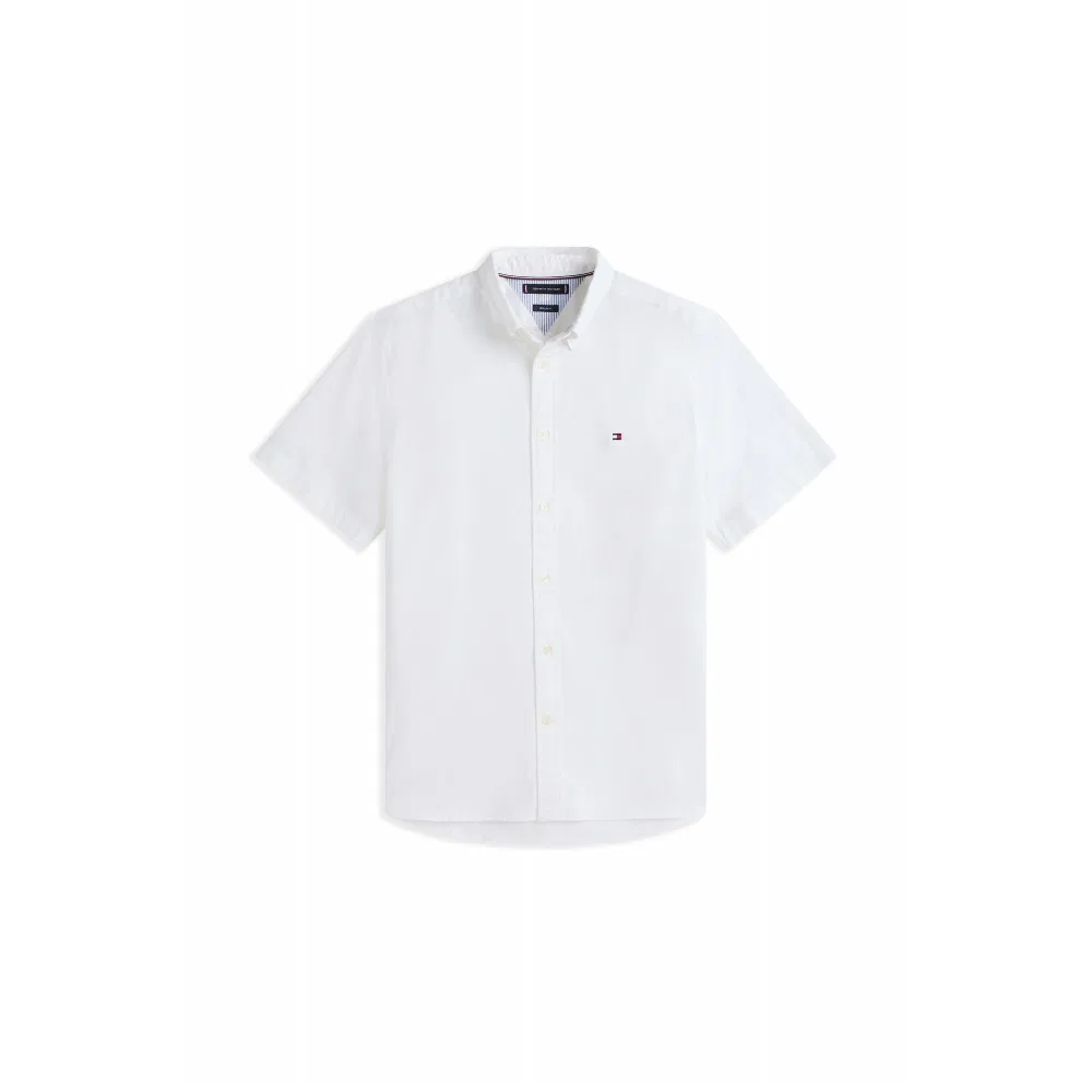 Мужская однотонная рубашка Light Oxford Asian Fit, белая, от Tommy Hilfiger — фото 2