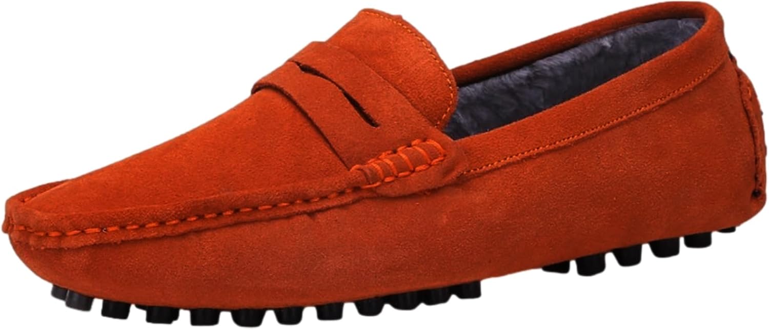 

Мужские замшевые кожаные лоферы ANUFER, удобные мокасины для вождения, оранжевый