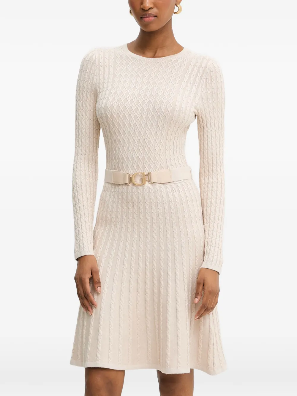 

Вязаное мини-платье с поясом Guess Usa, бежевый