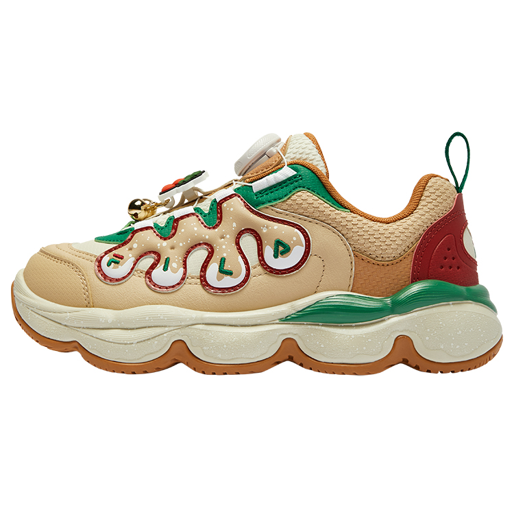

Баскетбольные кроссовки Pea Shoes с легким амортизатором и низким верхом для детей FILA KIDS, коричневый/бежевый/зеленый
