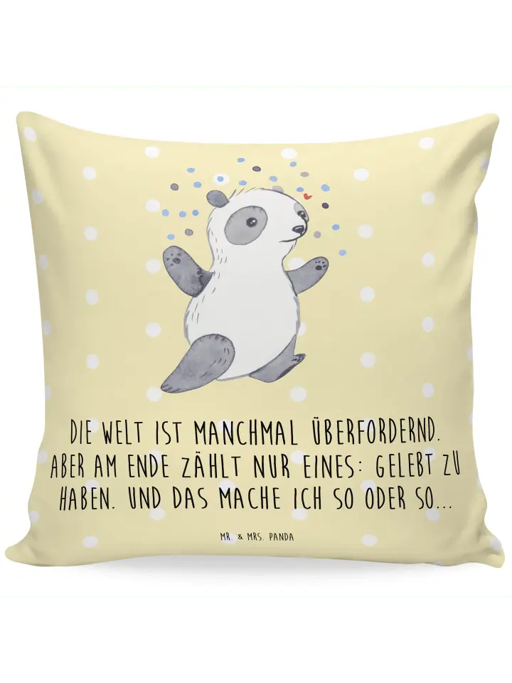 

Подушка Mr. & Mrs. Panda, желтый пастельный