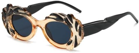 

Винтажные овальные солнцезащитные очки для женщин, стильные, конфетного цвета, в форме облака, модные панк-очки с защитой от УФ-излучения UV400, спортивные очки MTZJH, Black Yellow