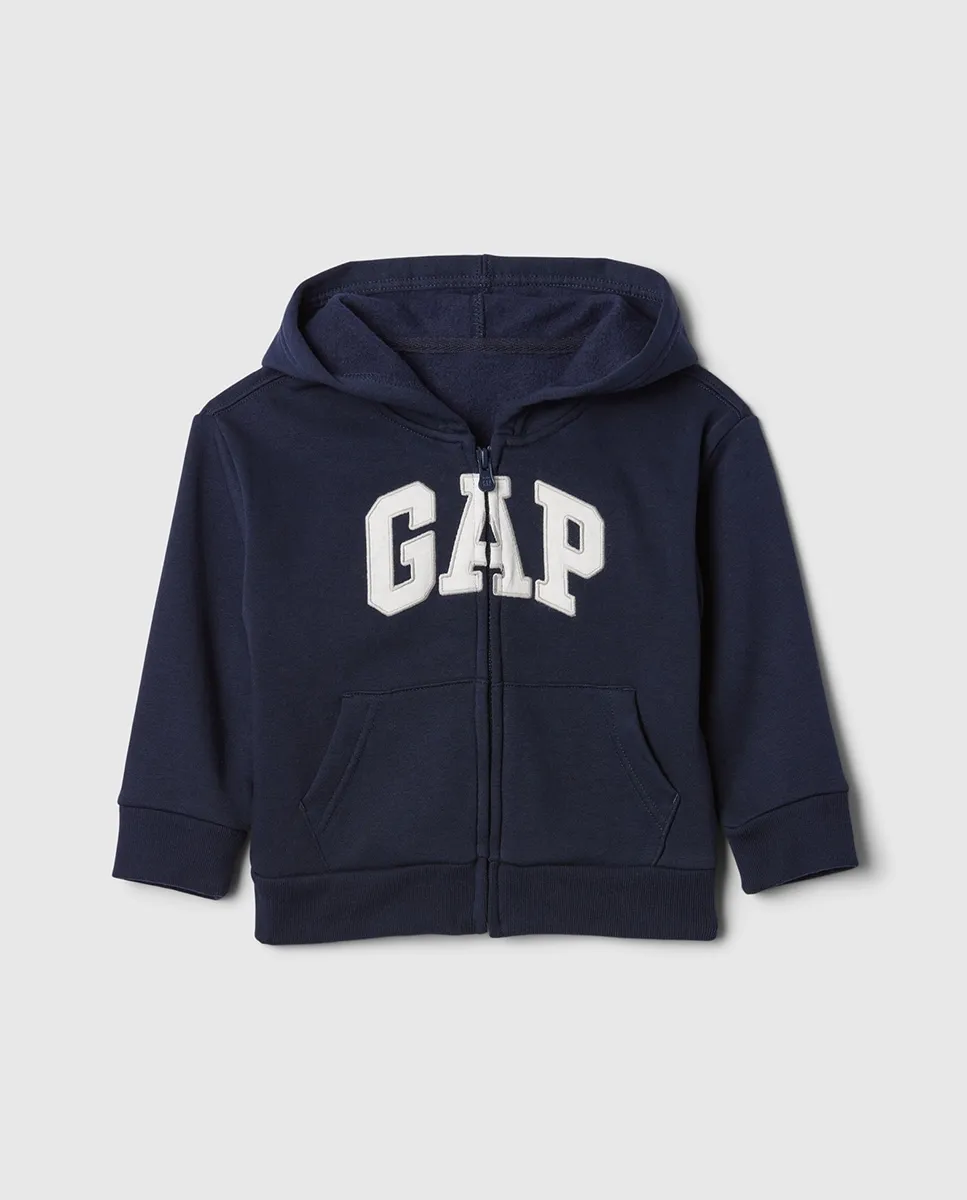 

Базовая детская толстовка с капюшоном и центральным логотипом Gap, темно-синий