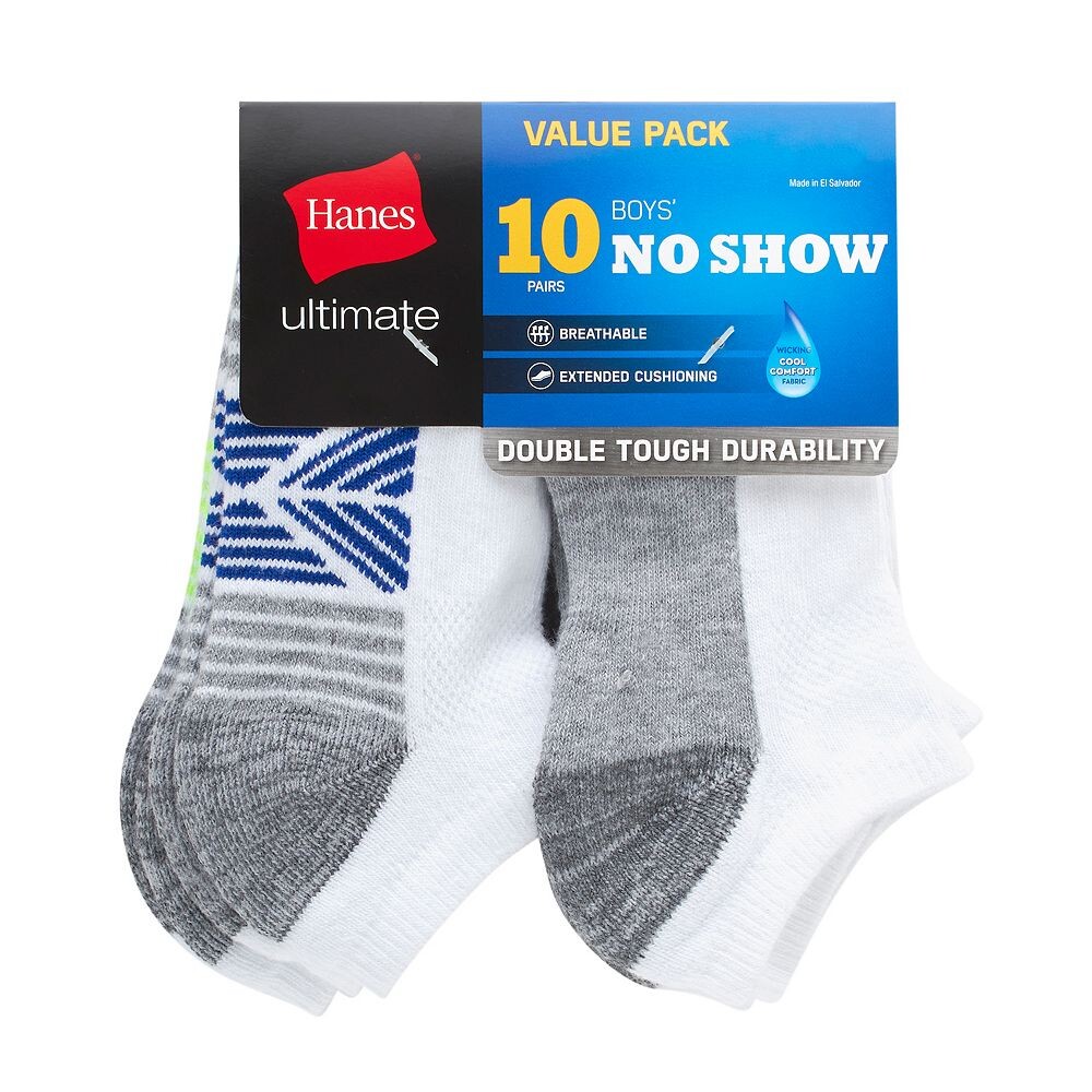 Набор из 10 двойных жестких носков для мальчиков Hanes Ultimate для невыставок, черный — фото 3