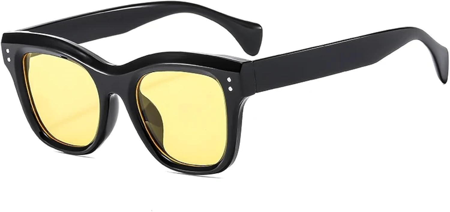 

Солнцезащитные очки с защитой от УФ-излучения UV400 | Заклепки "Кошачий глаз" | Для женщин и мужчин, для занятий спортом на открытом воздухе и вождения DSVIGF, Black Yellow