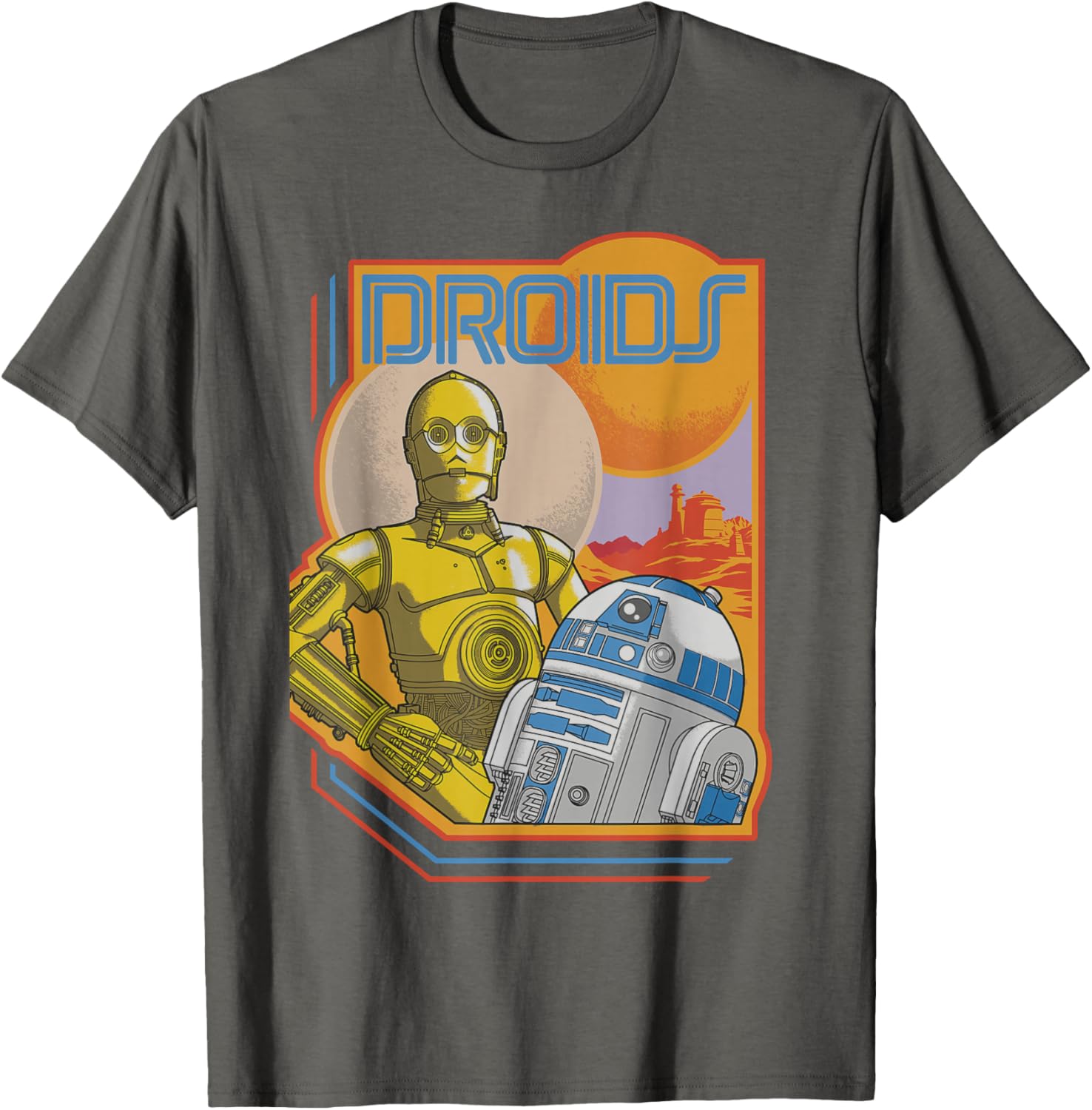

Футболка с изображением дроида C-3PO и R2-D2 из Звездных войн, серая Star Wars